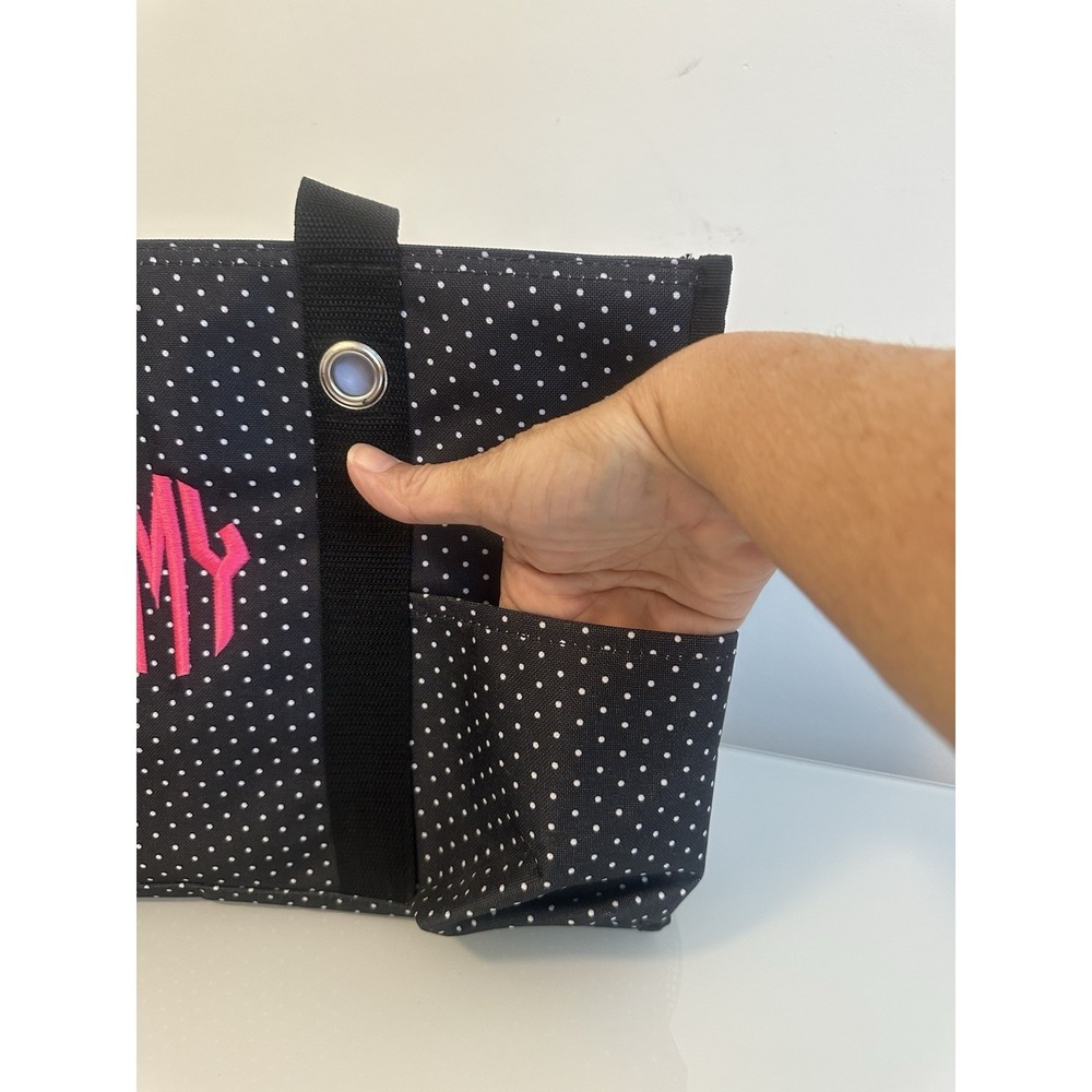 Thirty-One Gifts Black Polka Dot Utility Tote Bag Zipper Closure - Picture 15 of 16